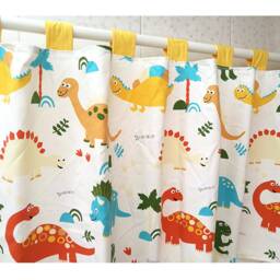 Dinosaur Tab Top Cotton Curtain, Kids Nursery Valance - thumbnail 2
