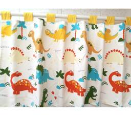 Dinosaur Tab Top Cotton Curtain, Kids Nursery Valance - thumbnail 1