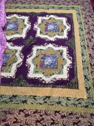 Handmade 100% Cotton Queen To Cal King Feminine Purple Floral Bedding Blanket Quilt/Woman Or Girl Elegant Quilt/Gift Ideas/Wedding Quilt - thumbnail 1