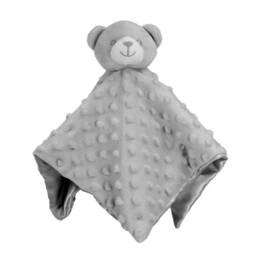 Personalised Grey Bear Silky Fleece Blankie Soft Newborn Comforter Baby Shower Gift Nursery Keepsake - thumbnail 1