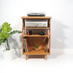 Mid Century Modern Wooden Record Player Table, Vinyl Storage Unit, Turntable Stand - thumbnail 4