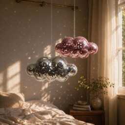 Disco Cloud Mirror Ball Decor - Hanging Mosaic Sparkle Wall Art - thumbnail 4