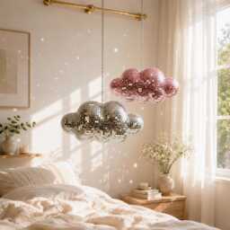 Disco Cloud Mirror Ball Decor - Hanging Mosaic Sparkle Wall Art - thumbnail 3