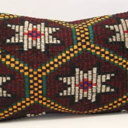 Handmade Turkish Kilim Pillow Cover, Wool Lumbar Cushion - 16x24 Inch - thumbnail 2