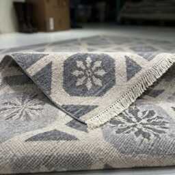 Hand Knotted Wool Oushak Rug - Charcoal Grey Geometric Area Rug, Living Room Decor - thumbnail 2