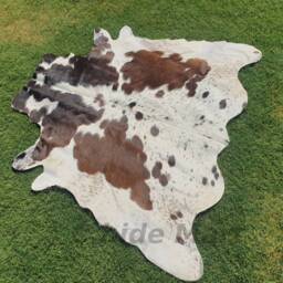 Brown & White Cowhide Rug Tricolour Cow Skin Area Special Leather Handmade Large - thumbnail 2