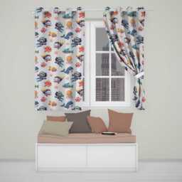 Kids Scuba Divers Submarine Jellyfish Ocean Animals Cream Background Readymade Eyelet Ring Top Thermal 100% Blackout Curtains - thumbnail 1