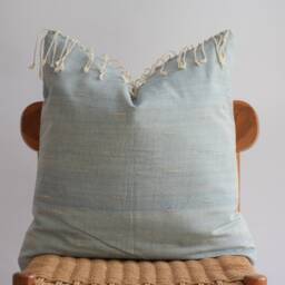 Handmade Hmong Hemp Pillow Cover Blue Boho Farmhouse Decor - 19x19 - thumbnail 2