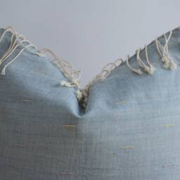 Handmade Hmong Hemp Pillow Cover Blue Boho Farmhouse Decor - 19x19 - thumbnail 4