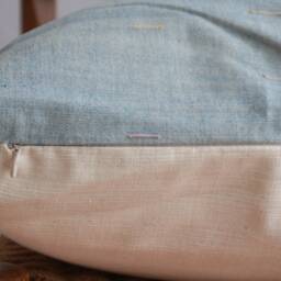 Handmade Hmong Hemp Pillow Cover Blue Boho Farmhouse Decor - 19x19 - thumbnail 3