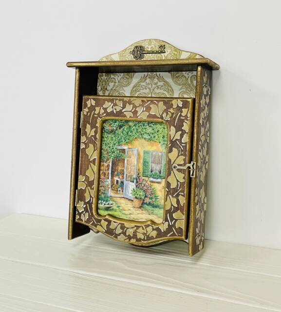 Rustic Brown Key Box, Wall Cabinet, Cottage Decor - image 1