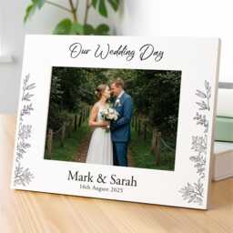 Personalised Wedding Photo Frames, Gifts For Bride & Groom, Frame 6x4 7x5, Our Day Printed White - thumbnail 1