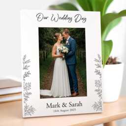 Personalised Wedding Photo Frames, Gifts For Bride & Groom, Frame 6x4 7x5, Our Day Printed White - thumbnail 2