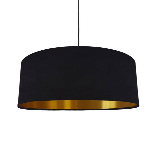 Extra Large Black Velvet Lampshade With Gold Lining - image 1