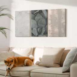 Set Of 3 Canvas Prints - Summer Textures Close-Up in A Tropical Climate, Beige Wall Art Print, Natural Decor - thumbnail 3