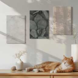 Set Of 3 Canvas Prints - Summer Textures Close-Up in A Tropical Climate, Beige Wall Art Print, Natural Decor - thumbnail 2