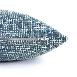 Turquoise Blue Lumbar Pillow Cover Modern Tweed Upholstery Fabric Pillowcase - thumbnail 3