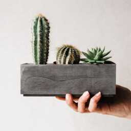 Yellow Terracotta Concrete Planter Box - Minimalist Pot Succulent Plant Rectangular Nursery - thumbnail 4