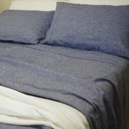 Denim Blue Chambray Linen Sheets Set In, Sheets, Bedding Handmade in Natural Linen - thumbnail 3