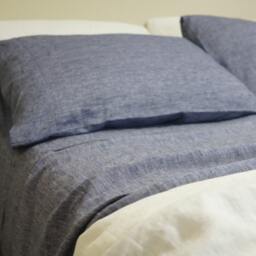 Denim Blue Chambray Linen Sheets Set In, Sheets, Bedding Handmade in Natural Linen - thumbnail 2