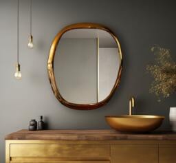 Asymmetrical Gold Frame Mirror Modern Home Decor, Irregular Bathroom & Vanity Mirror