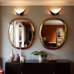 Asymmetrical Gold Frame Mirror Modern Home Decor, Irregular Bathroom & Vanity Mirror - thumbnail 3