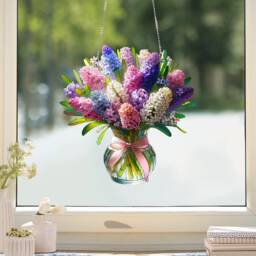 Hyacinth Bouquet Acrylic Window Hanging Faux Stained Glass Art - thumbnail 2