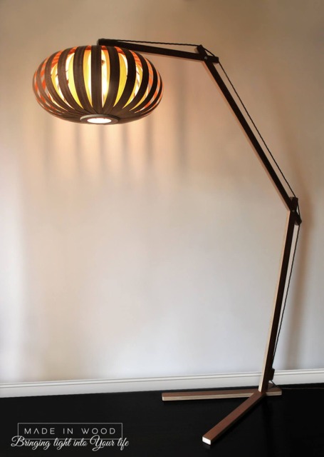 Floor Lamp From Wood. Modern Arch Design. Mahogany, Plywood & Baltic Birch - image 1
