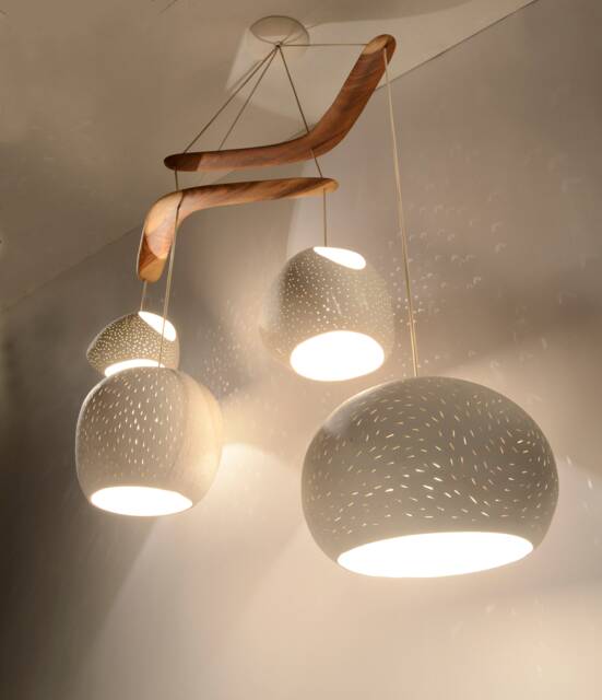 Claylight Boomerang Xl Sculptural Ceramic Chandelier - Modern Four Light Pendant Lighting - image 1