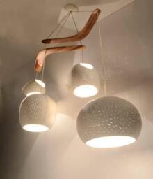 Claylight Boomerang Xl Sculptural Ceramic Chandelier - Modern Four Light Pendant Lighting - thumbnail 1