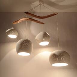 Claylight Boomerang Xl Sculptural Ceramic Chandelier - Modern Four Light Pendant Lighting - thumbnail 2