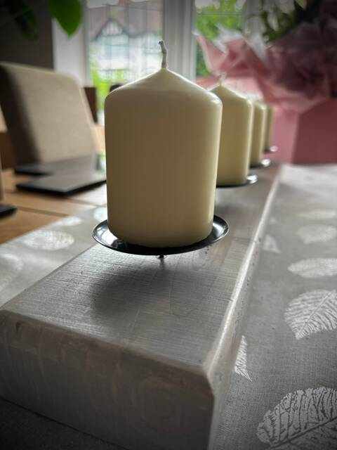 Rustic Wood X4 Pillar Candle Table Decoration - Silver Grey - image 1