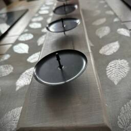 Rustic Wood X4 Pillar Candle Table Decoration - Silver Grey - thumbnail 3