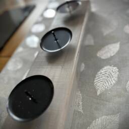 Rustic Wood X4 Pillar Candle Table Decoration - Silver Grey - thumbnail 4