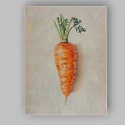 Minimalist Rustic Single Carrot Botanical Illustration Canvas Wall Art Print Decor Picture Ready To Hang - thumbnail 1