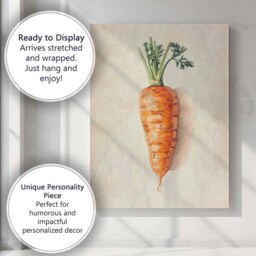 Minimalist Rustic Single Carrot Botanical Illustration Canvas Wall Art Print Decor Picture Ready To Hang - thumbnail 3