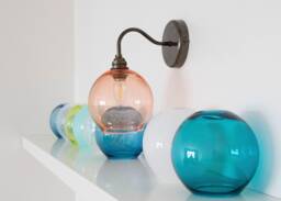 Hand Blown Glass Globe Wall Sconce - Colored Lighting - thumbnail 1