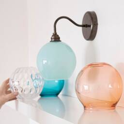 Hand Blown Glass Globe Wall Sconce - Colored Lighting - thumbnail 3