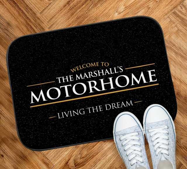 Personalised Motorhome Mat - Campervan Door Mat Black 44cm X 32cm Sc103 Van Life - image 1