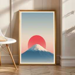 Mount Fuji Wall Art Japanese Sunrise Print Japandi Decor Japan Poster For Living Room Bedroom Office Zen Home Minimalist Gift - thumbnail 2