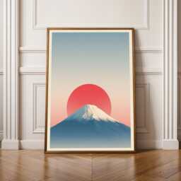 Mount Fuji Wall Art Japanese Sunrise Print Japandi Decor Japan Poster For Living Room Bedroom Office Zen Home Minimalist Gift - thumbnail 1