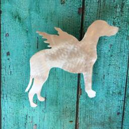 Rhodesian Ridgeback, Angel Dog Tree Topper, Holiday Decoration, Wreath Christmas, Aluminum, Stars