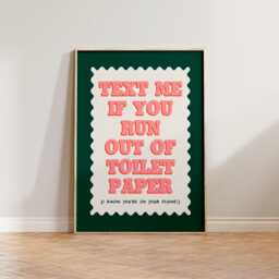 Bathroom Wall Art, Funny Toilet Print, Sign, Restroom Decor, Green Pink Paper Poster, En Suite Art - thumbnail 1