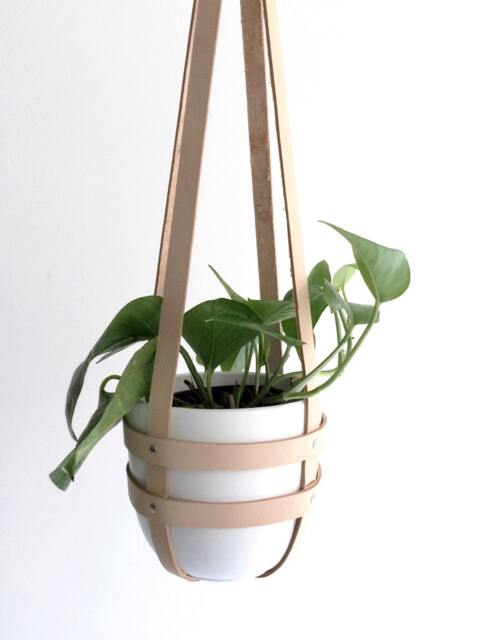 Sustainable Hanging Planter Natural Leather Ceiling Modern Plant Hanger Minimalist Pot Jungle Vibes Home Decor Botanical - image 1