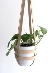 Sustainable Hanging Planter Natural Leather Ceiling Modern Plant Hanger Minimalist Pot Jungle Vibes Home Decor Botanical - thumbnail 1