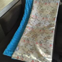 "Asian Golden Dragon Brocade & Turquoise Minky Throw Blanket ""Donna Lee" - thumbnail 3