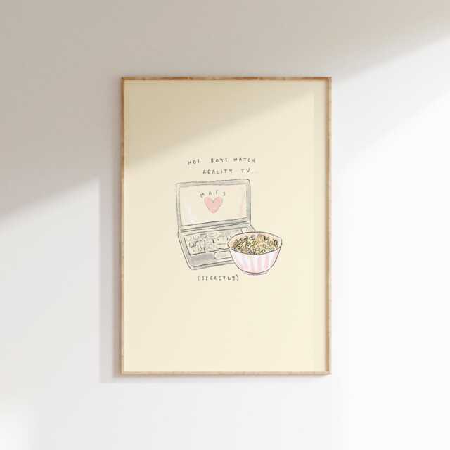Hot Boys Watch Reality Tv Wall Print - Mafs Illustration Gift Ideas For Boyfriend Gifts Guys Aesthetic Home Decor - image 1