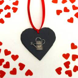 Watering Can Design Slate Heart - Christmas Ornament 2026 Gardener Gift Garden Lover Mum Dad For Her - thumbnail 2