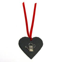Watering Can Design Slate Heart - Christmas Ornament 2026 Gardener Gift Garden Lover Mum Dad For Her - thumbnail 3