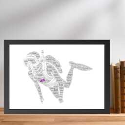 Personalised Diver Word Art Print Gift, Custom Underwater Diving Cloud Wall Art, Scuba Gifts For Him & Her - thumbnail 2